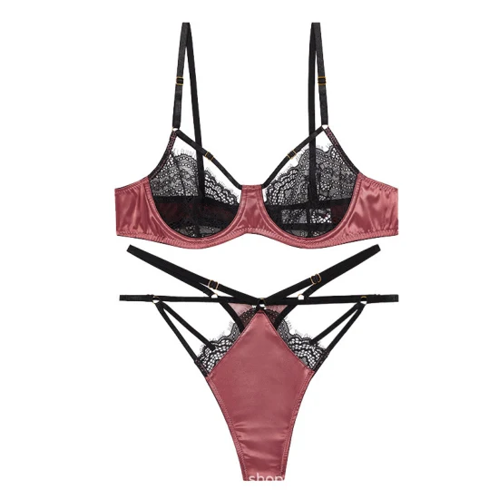 Schwarzes, heißes Design, Spitzen-Sexy-BH-Set, Dessous für Damen