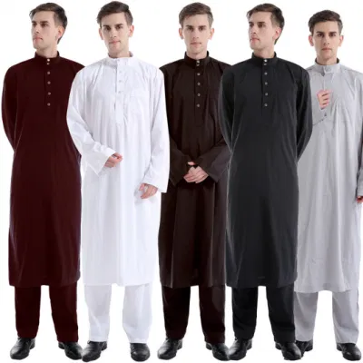 Langarm Herren Thobe Saudi-Stil Arabische Herren Arabische Robe Herren Muslimische Kleidung Ramadan Naher Osten Ethnische Kleidung